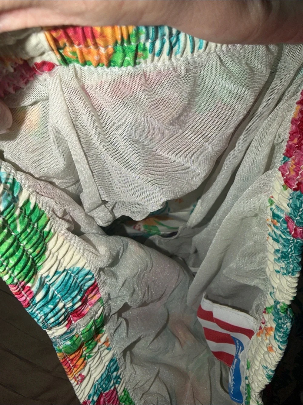 chubbies Tropical Floral Swim Trunks - White with Pink, Yellow & Green